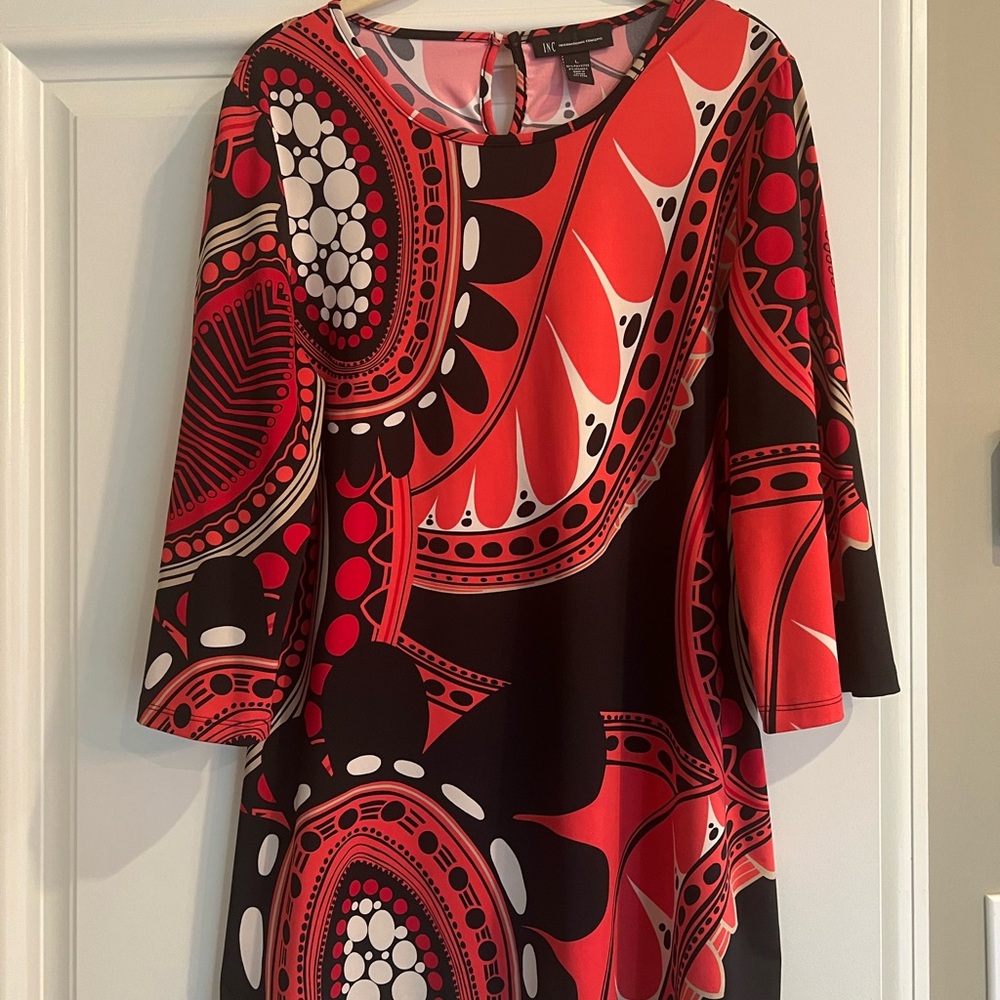 Red and Black Patterned Tunic Top